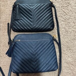 Women’s Quilted Chevron Crossbody Bag - 1 Black and 1 Navy